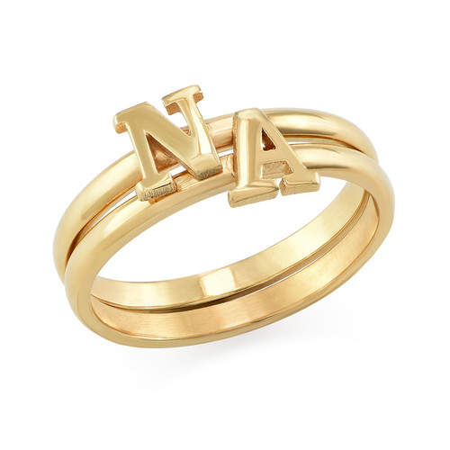 18K Gold Plated Initial Stacking Ring