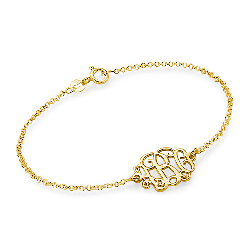 18k Gold Plated Sterling Silver Monogram Bracelet / Anklet
