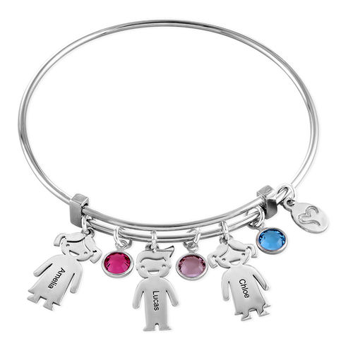 Bangle Bracelet with Kids Charms