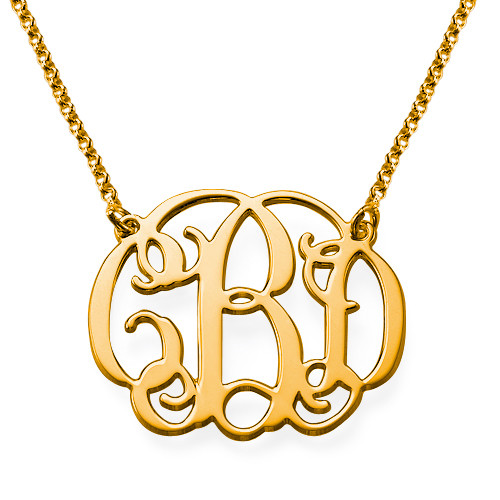 Celebrity Monogram Necklace in 18k Gold Plating