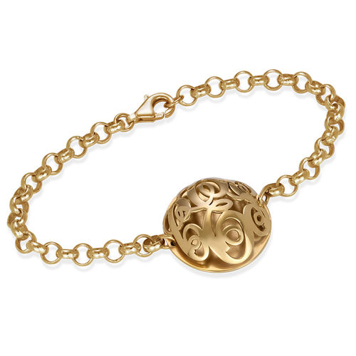 Contoured Monogram Bracelet in Gold Plating