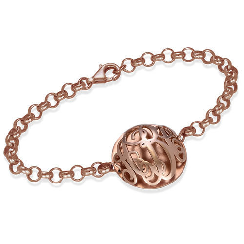 Contoured Monogram Bracelet in Rose Gold Plating