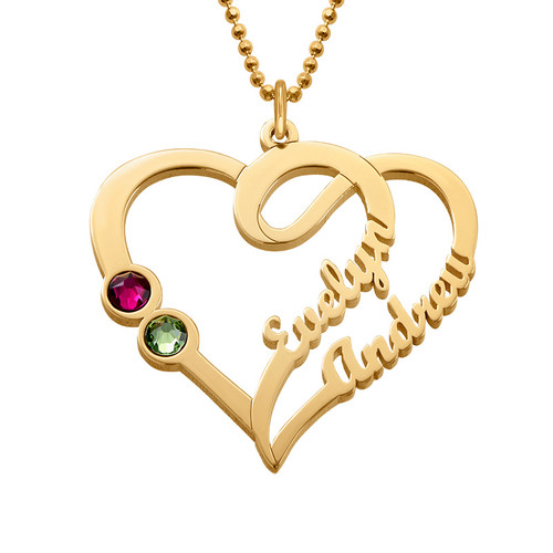 Couples Birthstone Necklace with Gold Plating - Yours Truly Collection