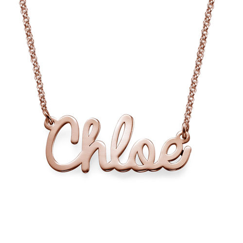 Cursive Name Necklace in Rose Gold Plating