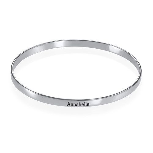 Engraved Bangle Bracelet in Silver