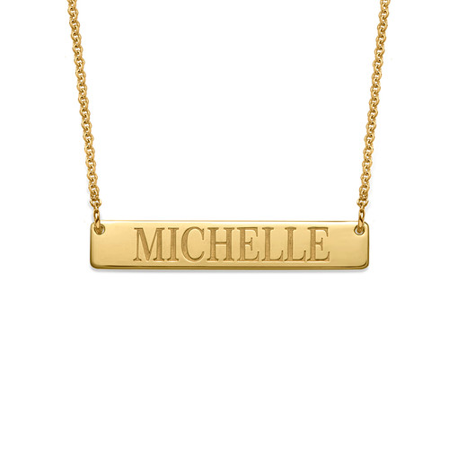 Engraved Bar Necklace in 18k Gold Plating