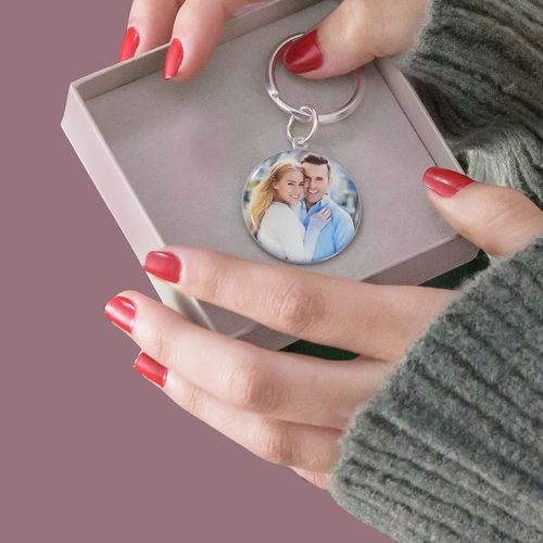 Engraved Photo Keychain - Round Shaped