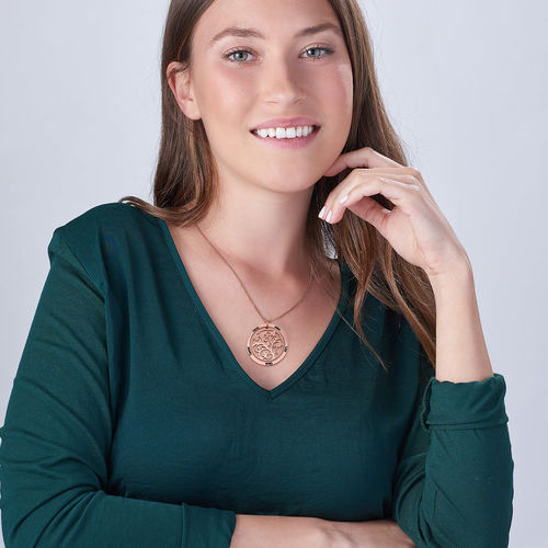 Family Tree Birthstone Necklace Rose Gold Plated with Diamonds