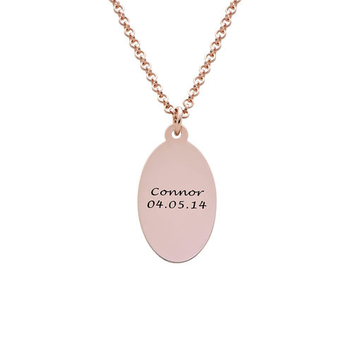Fingerprint Oval Necklace with 18K Rose Gold plating