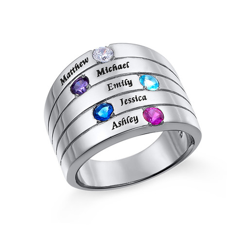 Five Stone Mothers Ring in Silver