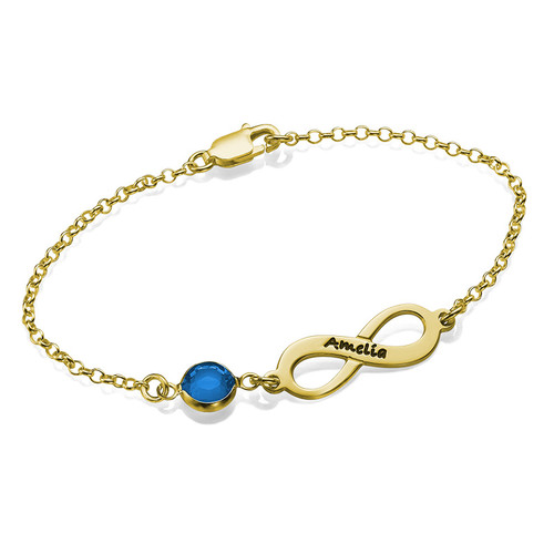 Infinity Birthstone Bracelet in Gold Plating