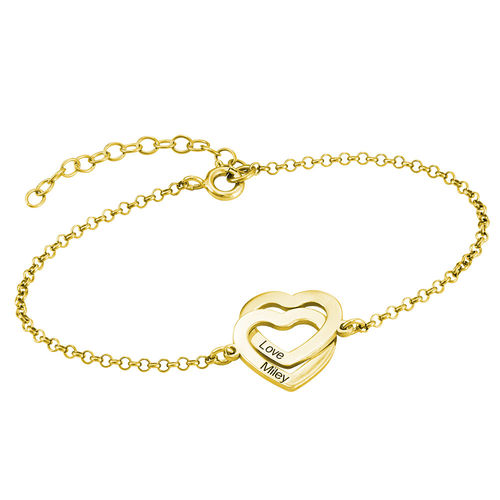 Interlocking Adjustable Hearts Bracelet with 18K Gold Plating