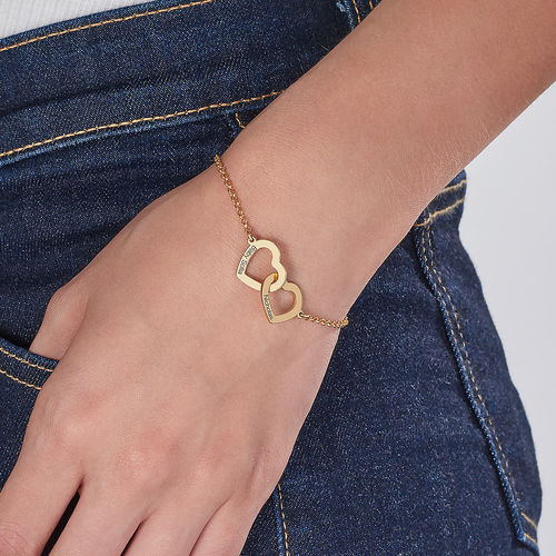 Interlocking Adjustable Hearts Bracelet with 18K Gold Plating