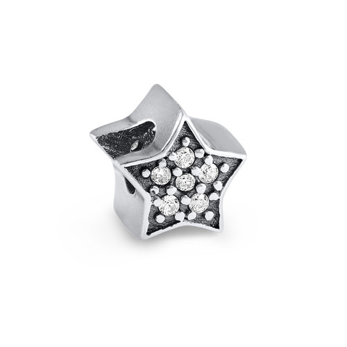 Large Star Bead with Cubic Zirconia