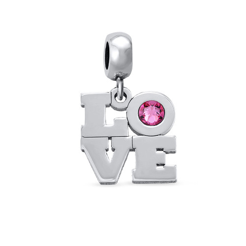 Love Birthstone Charm in Silver
