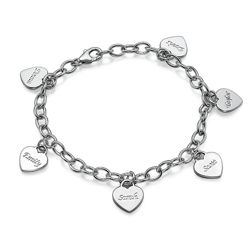 Mother's Personalized Heart Charm Bracelet