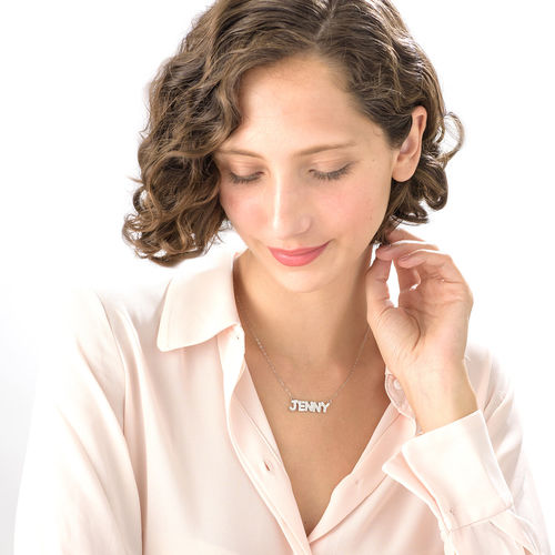 Name Necklace with Swarovski Crystals in Sterling Silver