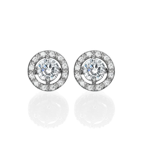 Round Cubic Zirconia Stud Earrings
