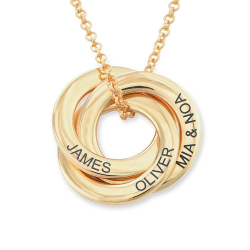 Russian Ring Necklace in Gold Plated Silver -3D Curved Design
