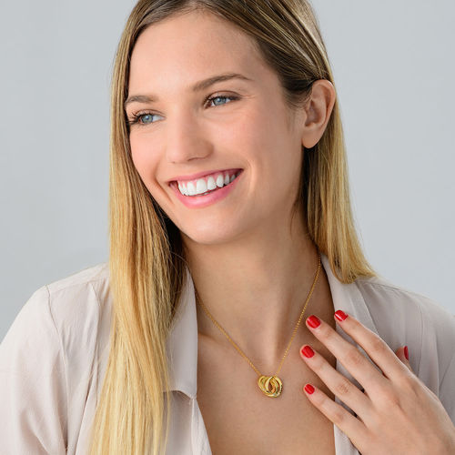 Russian Ring Necklace with Cubic Zirconia in Gold Plating
