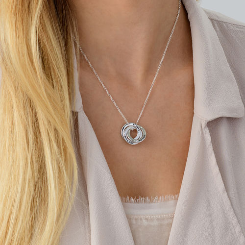 Russian Ring Necklace with Cubic Zirconia in Silver
