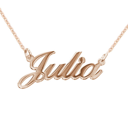 Small Classic Name Necklace in 18k Rose Gold Plating