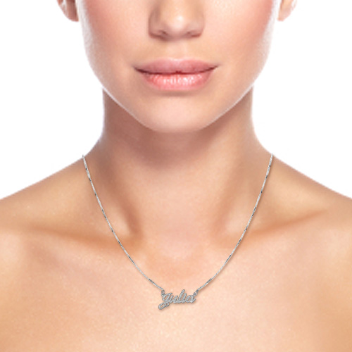 Sparkling Classic Name Necklace in Silver