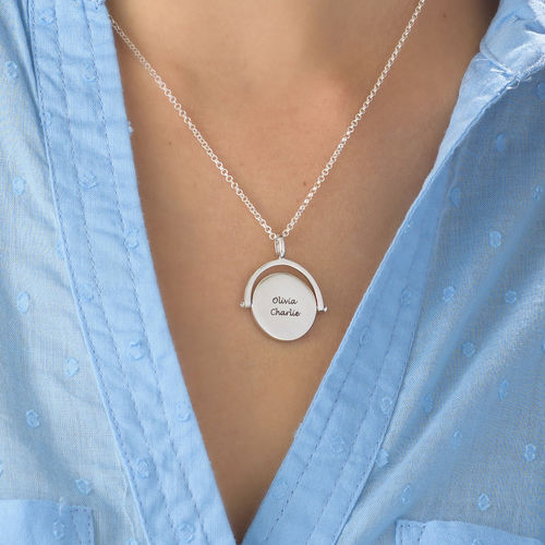 Spinning Infinity Pendant Necklace in Silver