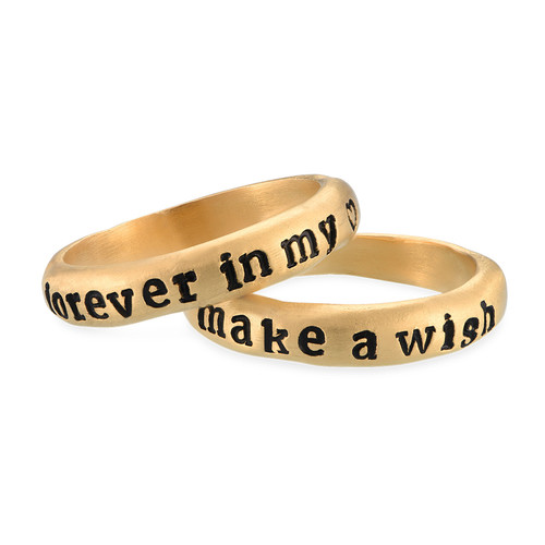Stackable Engraved Ring with Names in Gold Plating