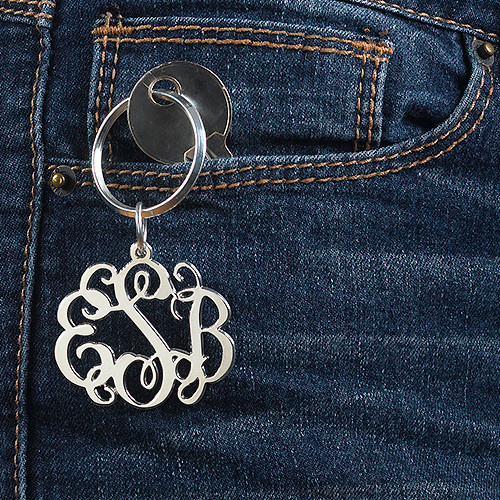 Sterling Silver Celebrity Monogram Keychain