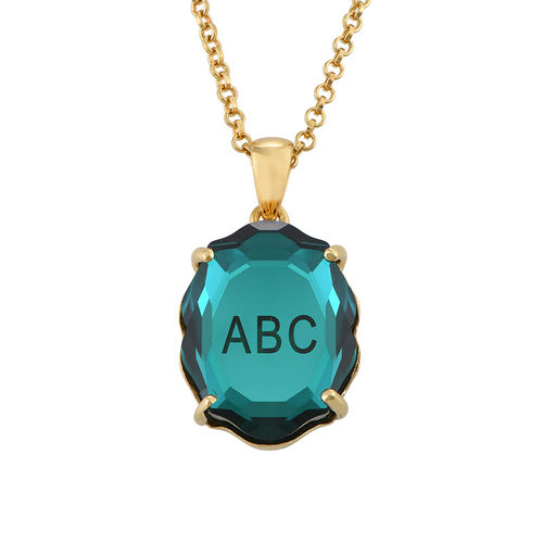 Swarovski Stone Engraved Necklace in Gold Plating