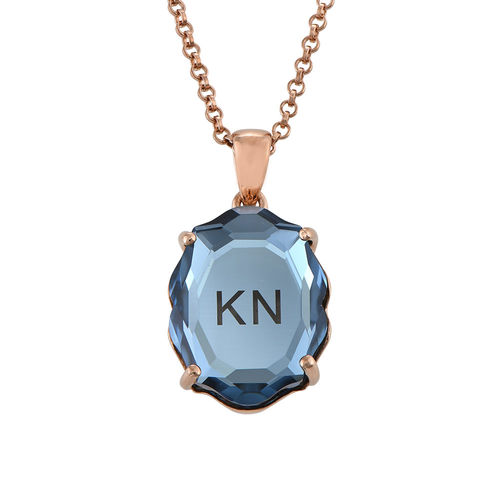 Swarovski Stone Engraved Necklace in Rose Gold Plating