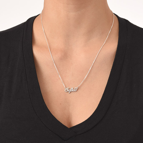 Tiny Carrie Name Necklace In Extra Strength Silver