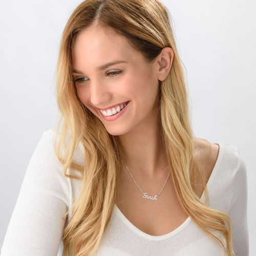 Tiny Personalized Cursive Name Necklace in Silver
