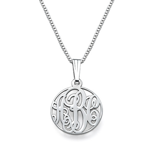 XS Circle Monogrammed Necklace in Silver