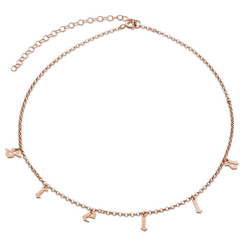 Name Choker with Gothic Font in Rose Gold Plating