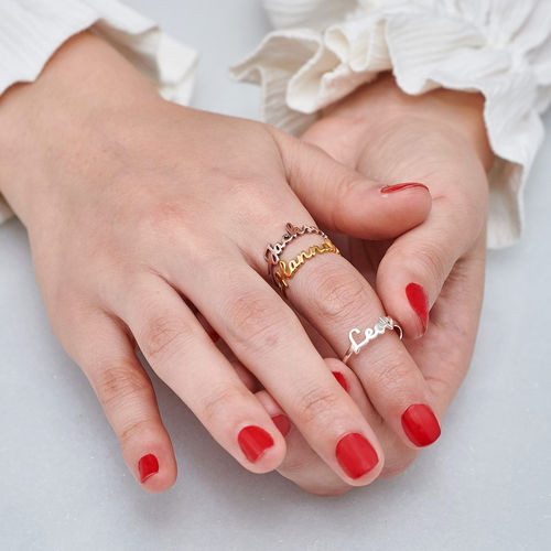 Script Name Ring in Silver